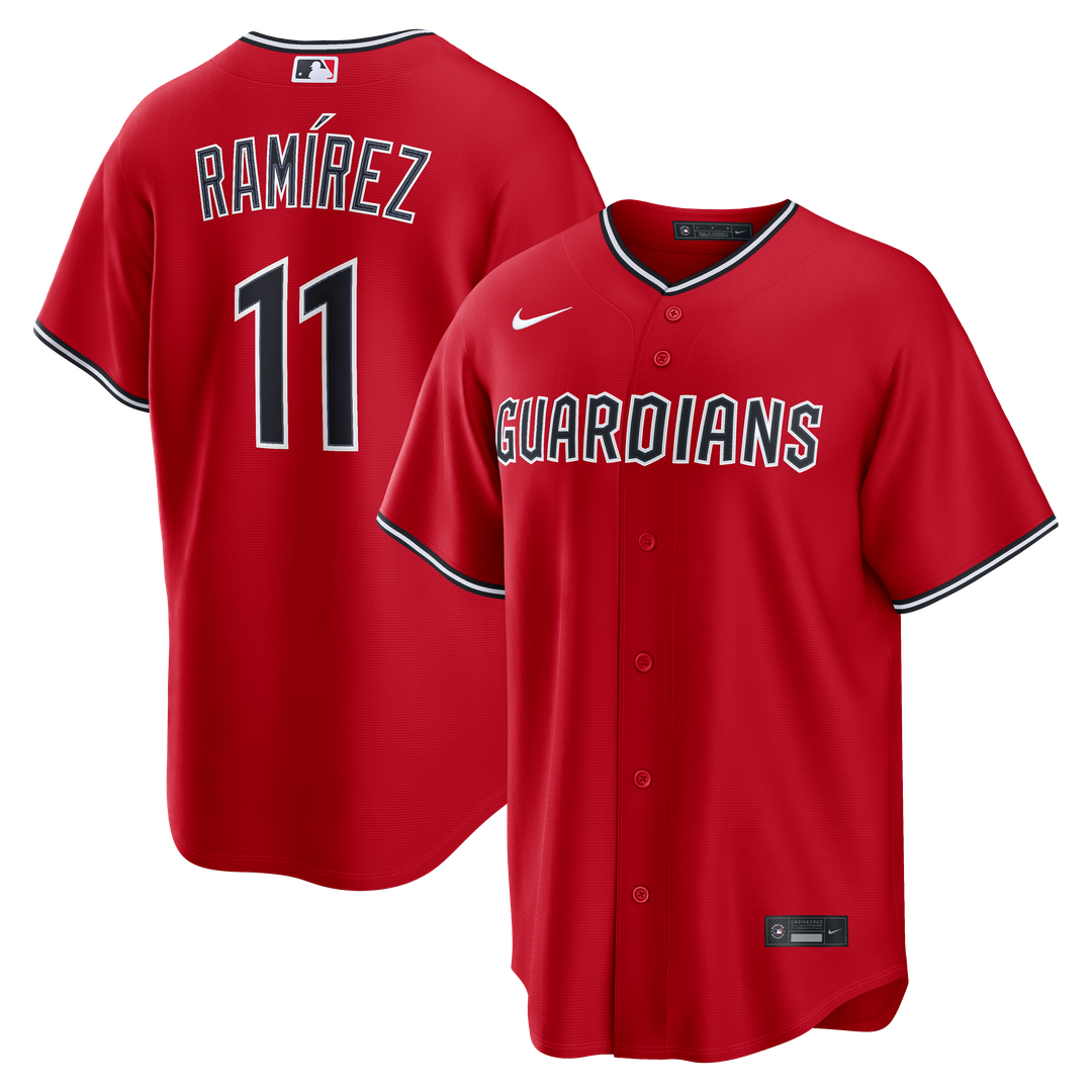 Cleveland Guardians José Ramírez Nike Red Alternate Replica Jersey product image 1, provided for visual reference and