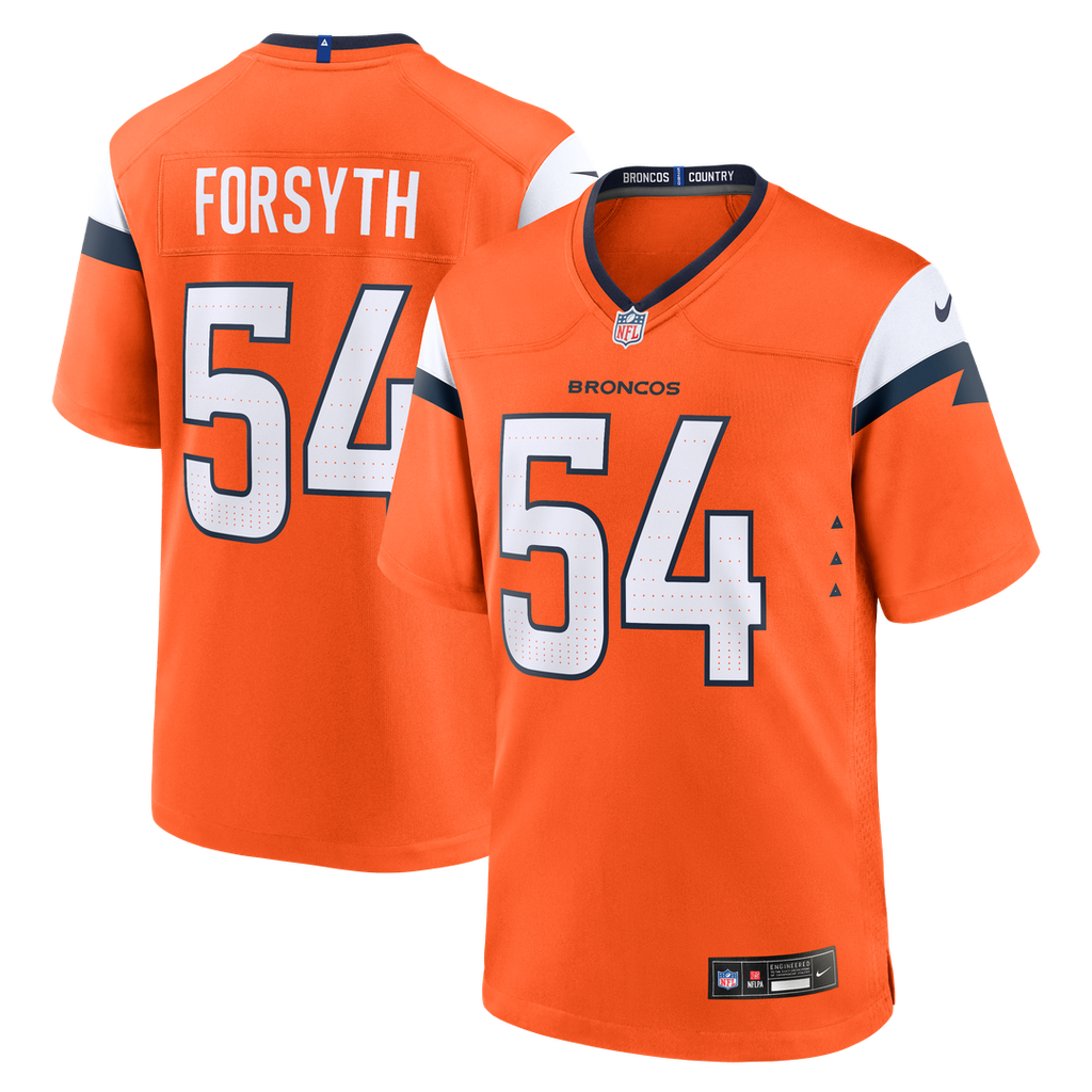 Denver Broncos Alex Forsyth Nike Orange Team Game Jersey product image 1, provided for visual reference and product detail