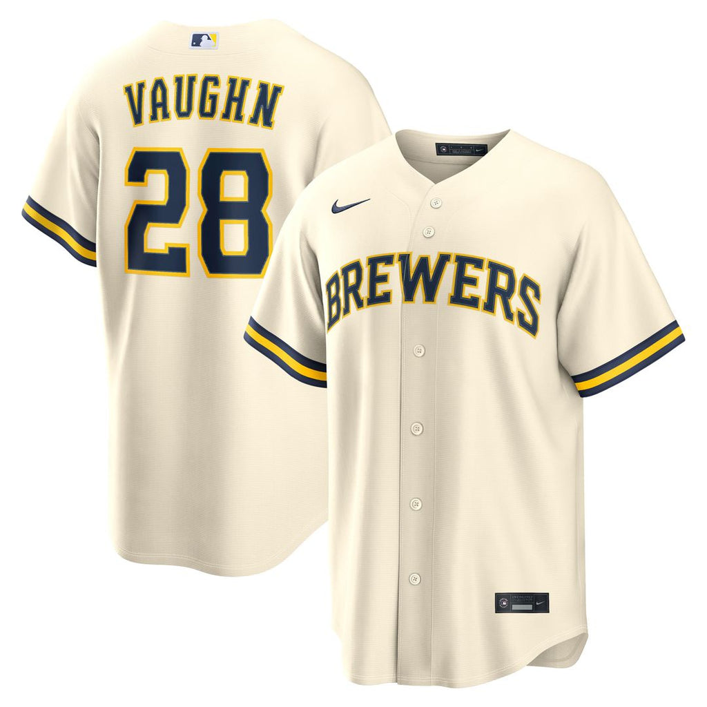 Milwaukee Brewers Andrew Vaughn Nike Cream Home Replica Jersey product image 1, provided for visual reference and product