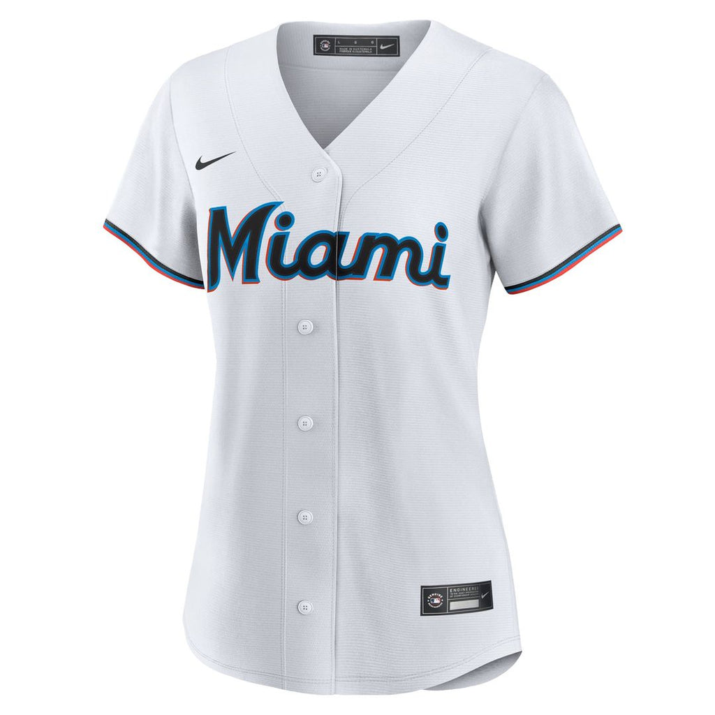 Miami Marlins Connor Norby Nike White Home Replica Jersey for Women product image 2, provided for visual reference and