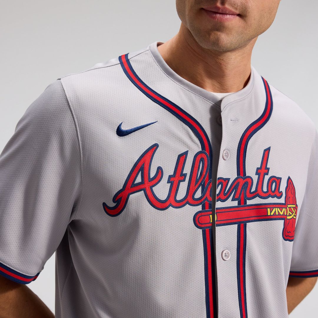 Atlanta Braves Ozzie Albies Nike Gray Road Limited Player Jersey product image 9, provided for visual reference and product