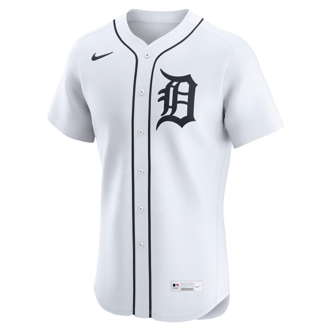 Detroit Tigers Nike White Home Elite Jersey product image 5, provided for visual reference and product detail review