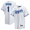 Kansas City Royals Nike White #1 Groom Home Replica Jersey product image 1, provided for visual reference and product detail