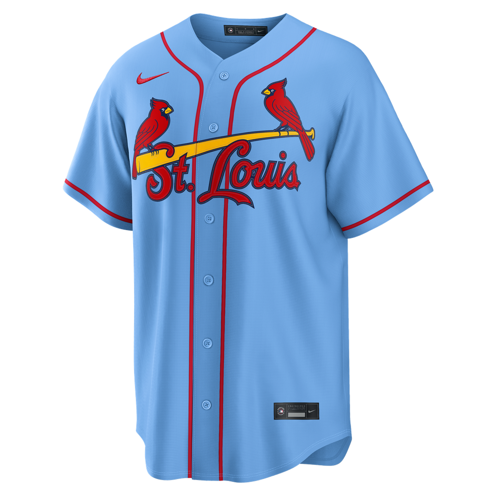 St. Louis Cardinals Nike Light Blue Alternate Replica Jersey product image 2, provided for visual reference and product