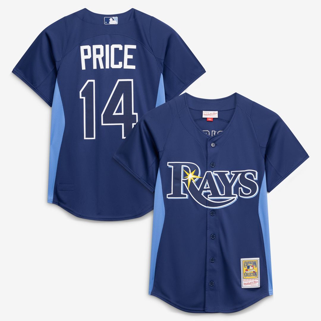 Tampa Bay Rays David Price Mitchell & Ness Blue Authentic Batting Practice Jersey product image 1, provided for visual