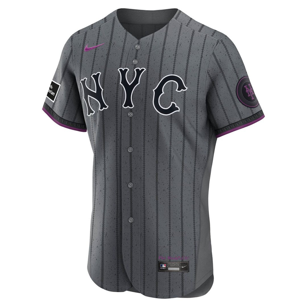 New York Mets Nike Gray City Connect Authentic Sponsor Patch Jersey product image 2, provided for visual reference and