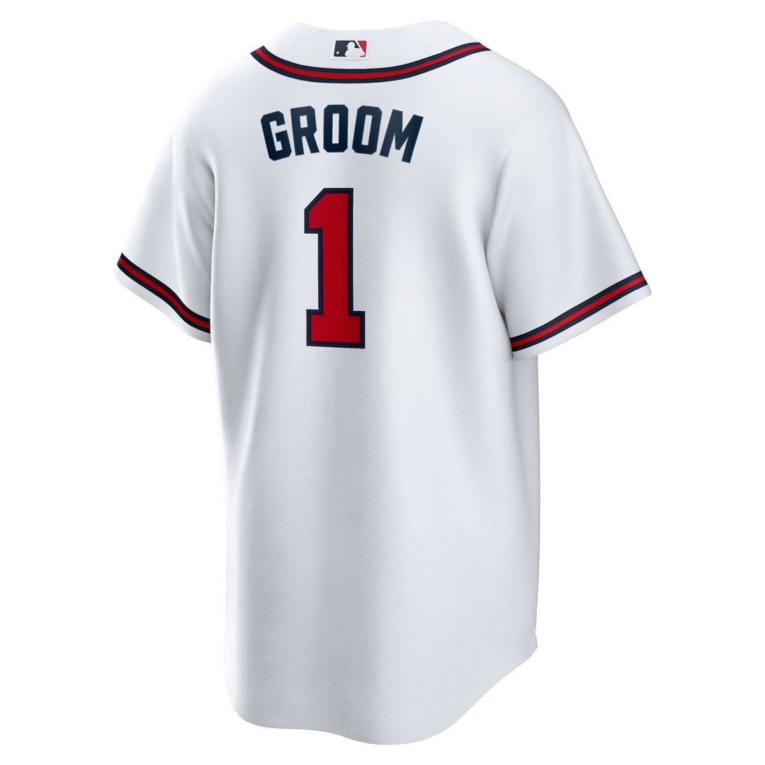 Atlanta Braves Nike White #1 Groom Home Replica Jersey product image 3, provided for visual reference and product detail