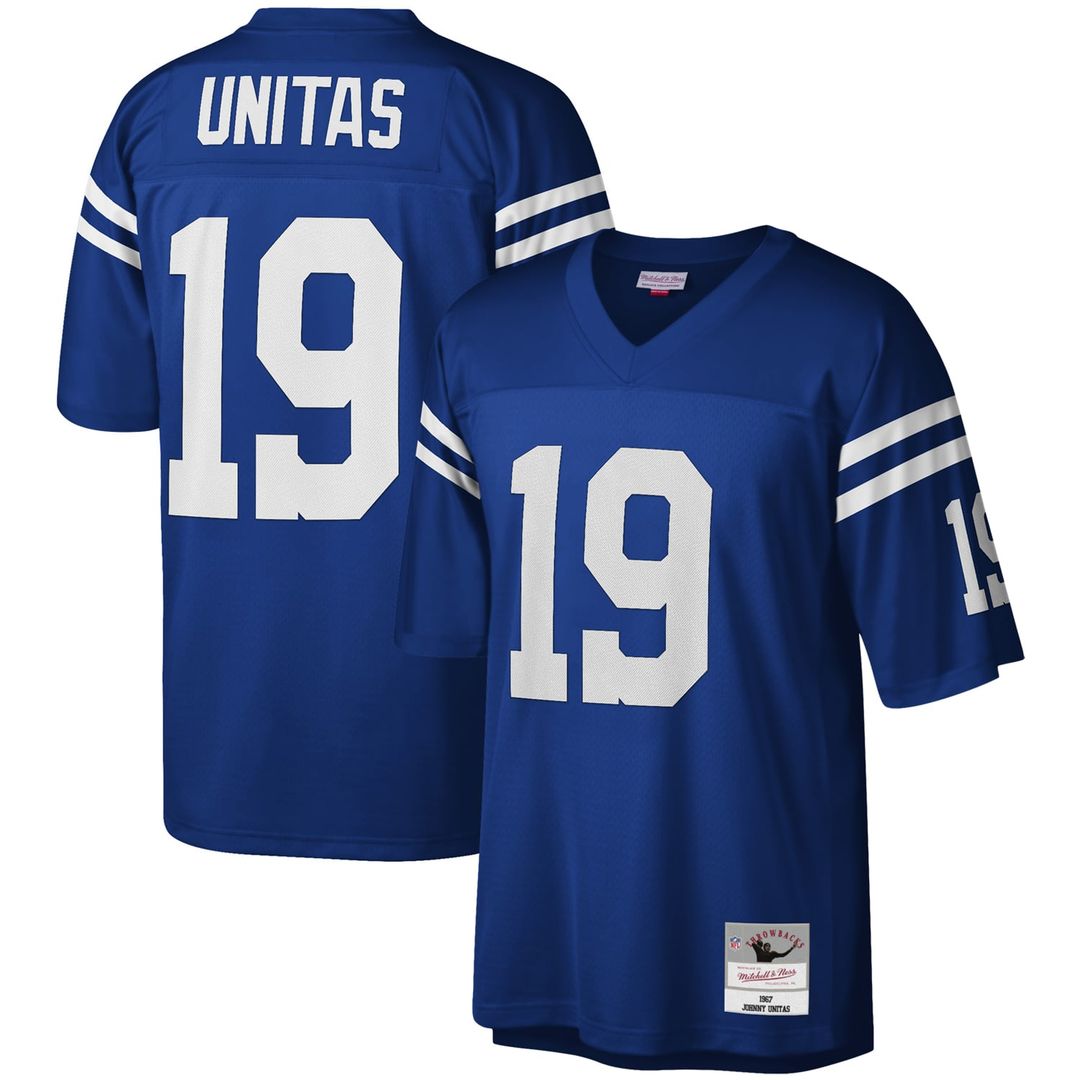 Baltimore Colts Johnny Unitas Mitchell & Ness Royal Legacy Replica Jersey product image 1, provided for visual reference and