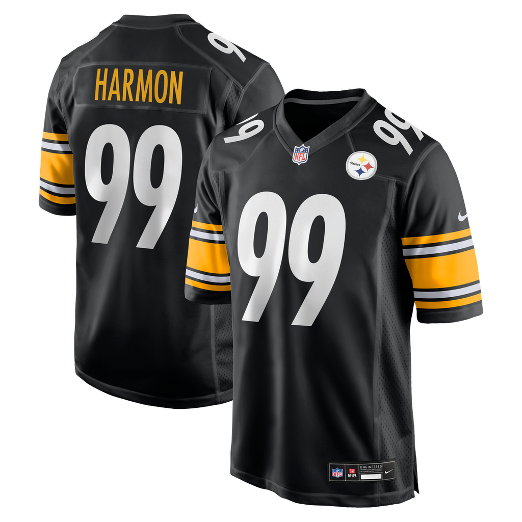 Pittsburgh Steelers Derrick Harmon Nike Black Game Player Jersey product image 1, provided for visual reference and product