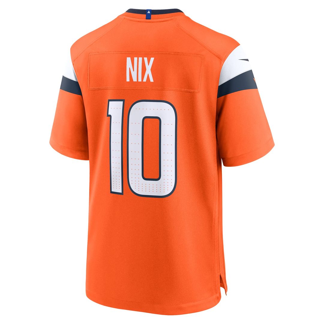 Denver Broncos Bo Nix Nike Orange Player Game Jersey product image 13, provided for visual reference and product detail
