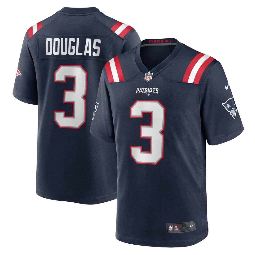 New England Patriots Demario Douglas Nike Navy Game Jersey product image 1, provided for visual reference and product detail