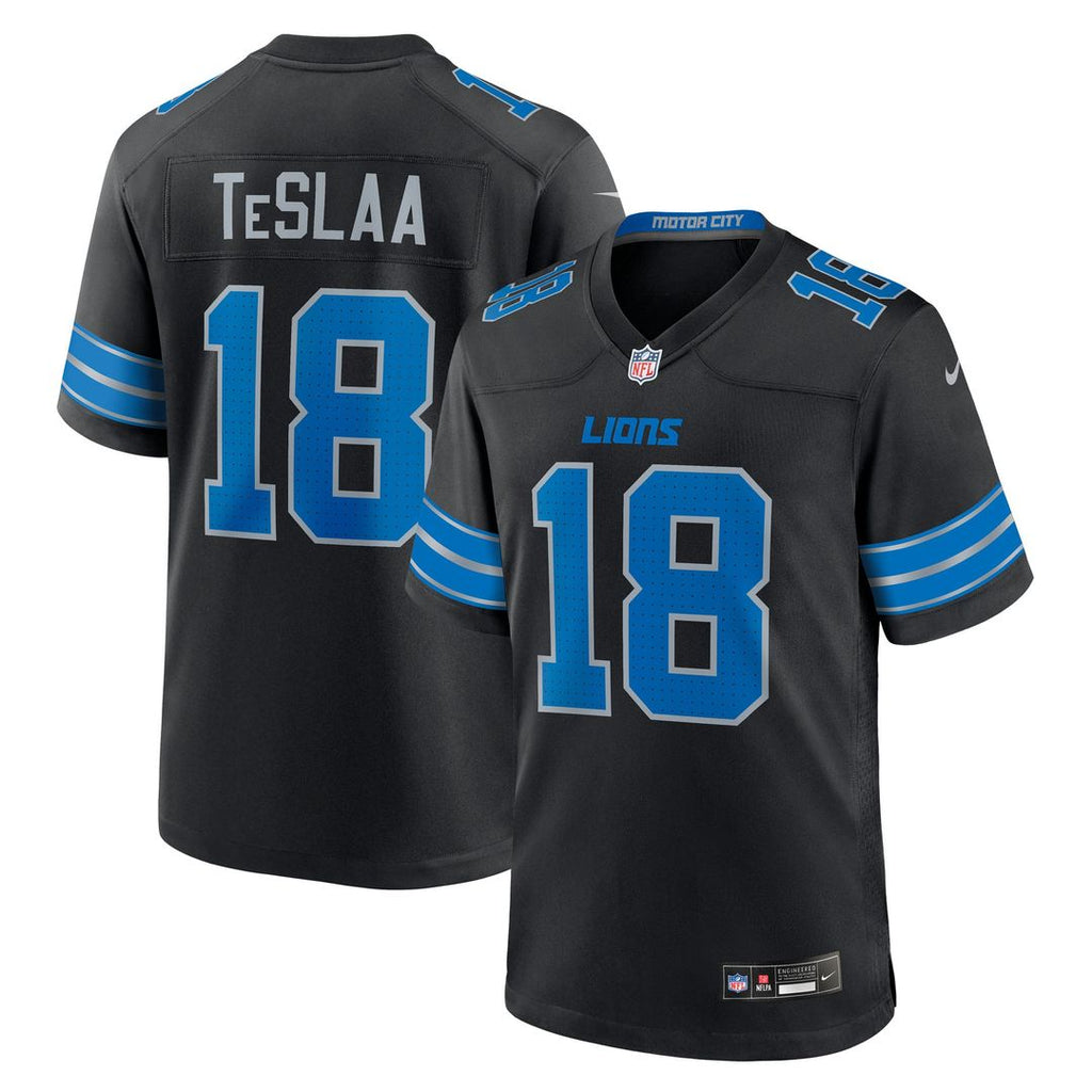 Detroit Lions Isaac TeSlaa Nike Black Alternate Game Player Jersey product image 1, provided for visual reference and