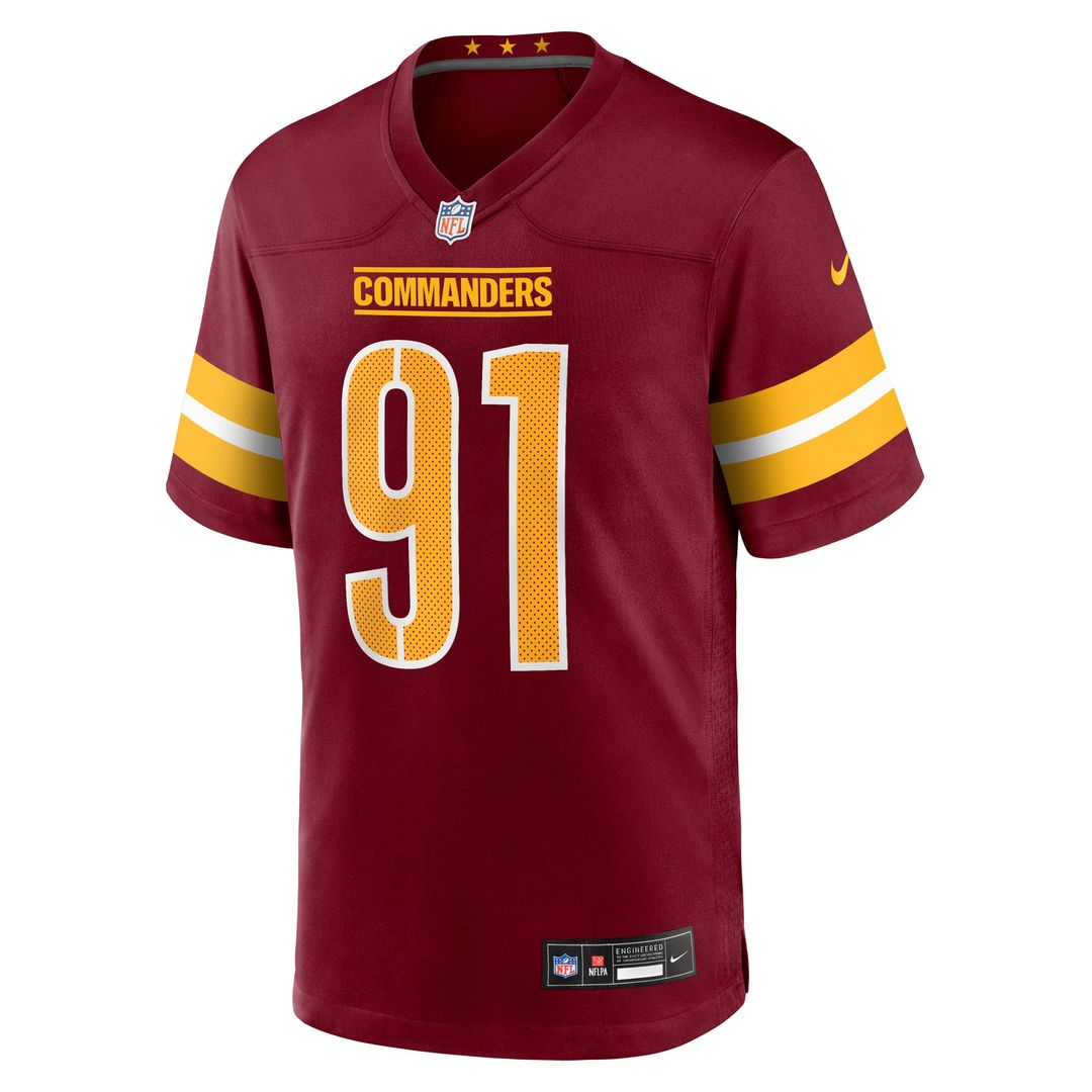 Washington Commanders Deatrich Wise Jr. Nike Burgundy Team Game Jersey product image 2, provided for visual reference and