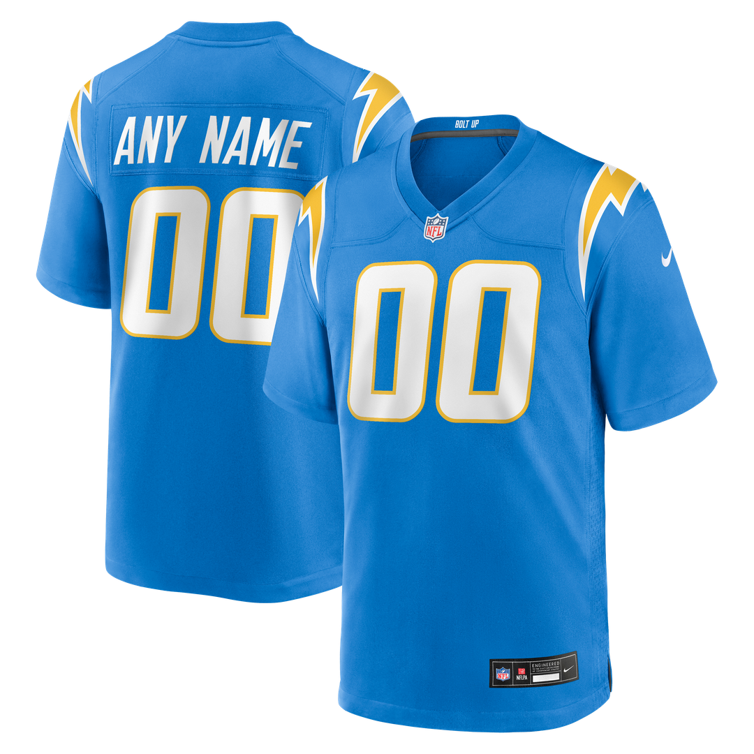 Los Angeles Chargers Nike Powder Blue Custom Game Jersey product image 1, provided for visual reference and product detail