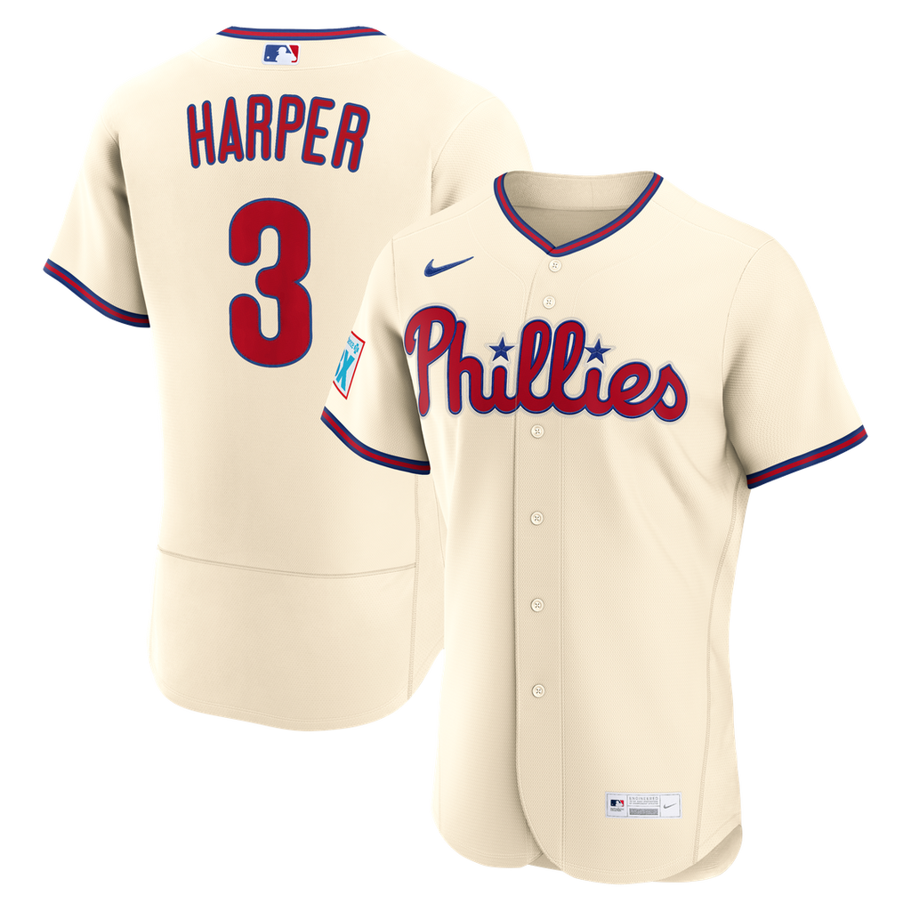 Philadelphia Phillies Bryce Harper Nike White Home Authentic Sponsor Patch Jersey product image 10, provided for visual