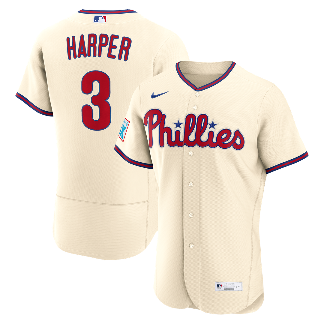 Philadelphia Phillies Bryce Harper Nike White Home Authentic Sponsor Patch Jersey product image 10, provided for visual