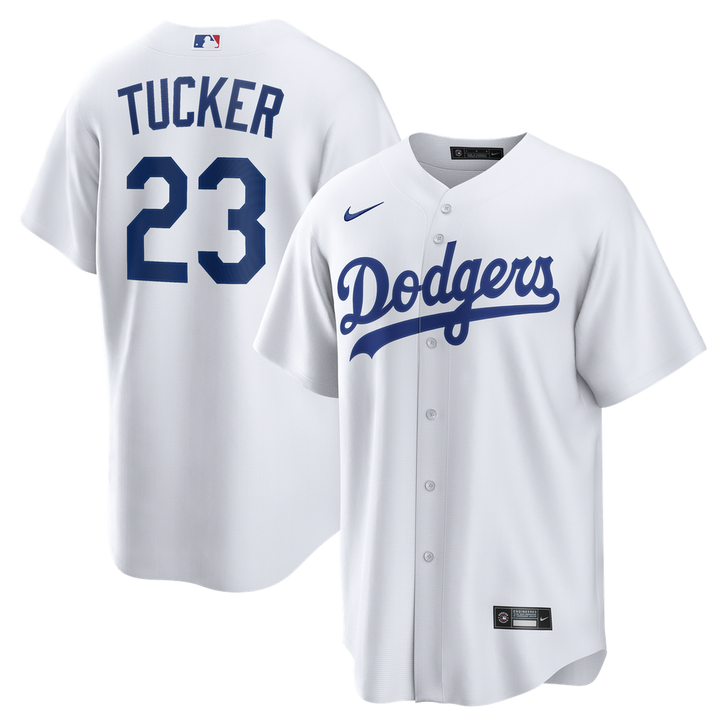 Los Angeles Dodgers Kyle Tucker Nike White Home Replica Jersey product image 1, provided for visual reference and product