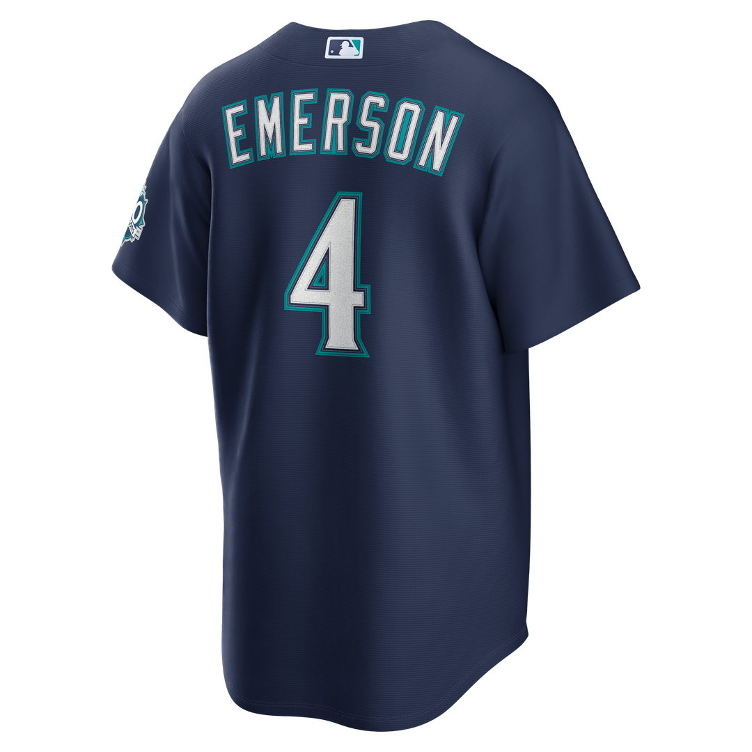 Seattle Mariners Colt Emerson Nike Navy Road 50th Season Anniversary Patch Stadium Jersey product image 3, provided for