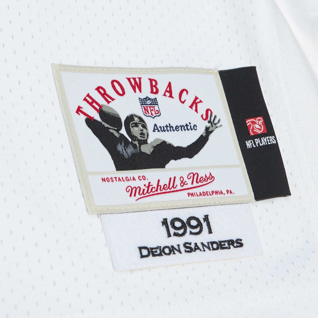 Atlanta Falcons 1991 Deion Sanders Mitchell & Ness White Authentic Throwback Retired Player Jersey product image 5, provided