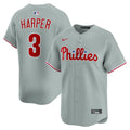 Philadelphia Phillies Bryce Harper Nike Gray Road Limited Player Jersey product image 1, provided for visual reference and