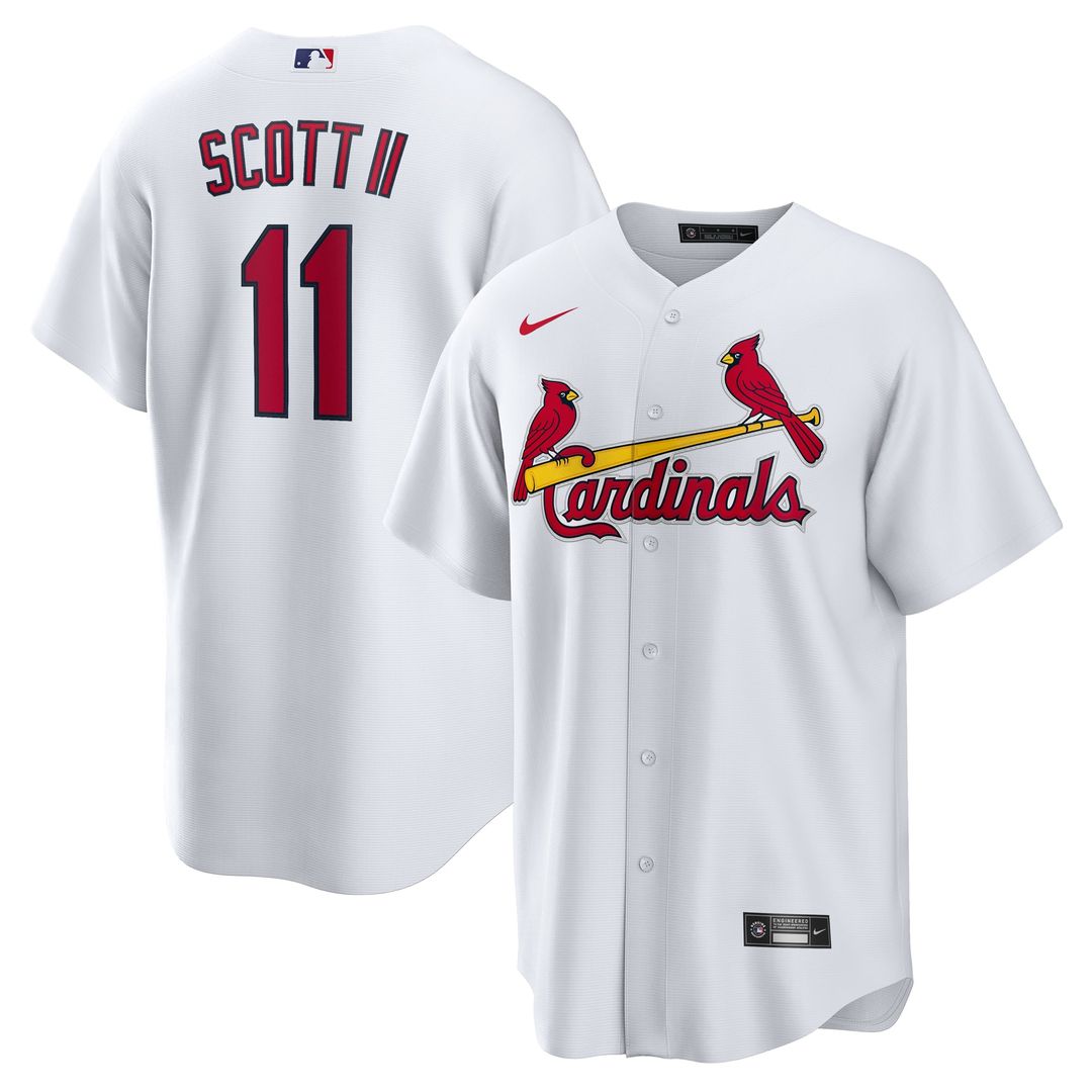 St. Louis Cardinals Victor Scott II Nike White Home Replica Jersey product image 1, provided for visual reference and