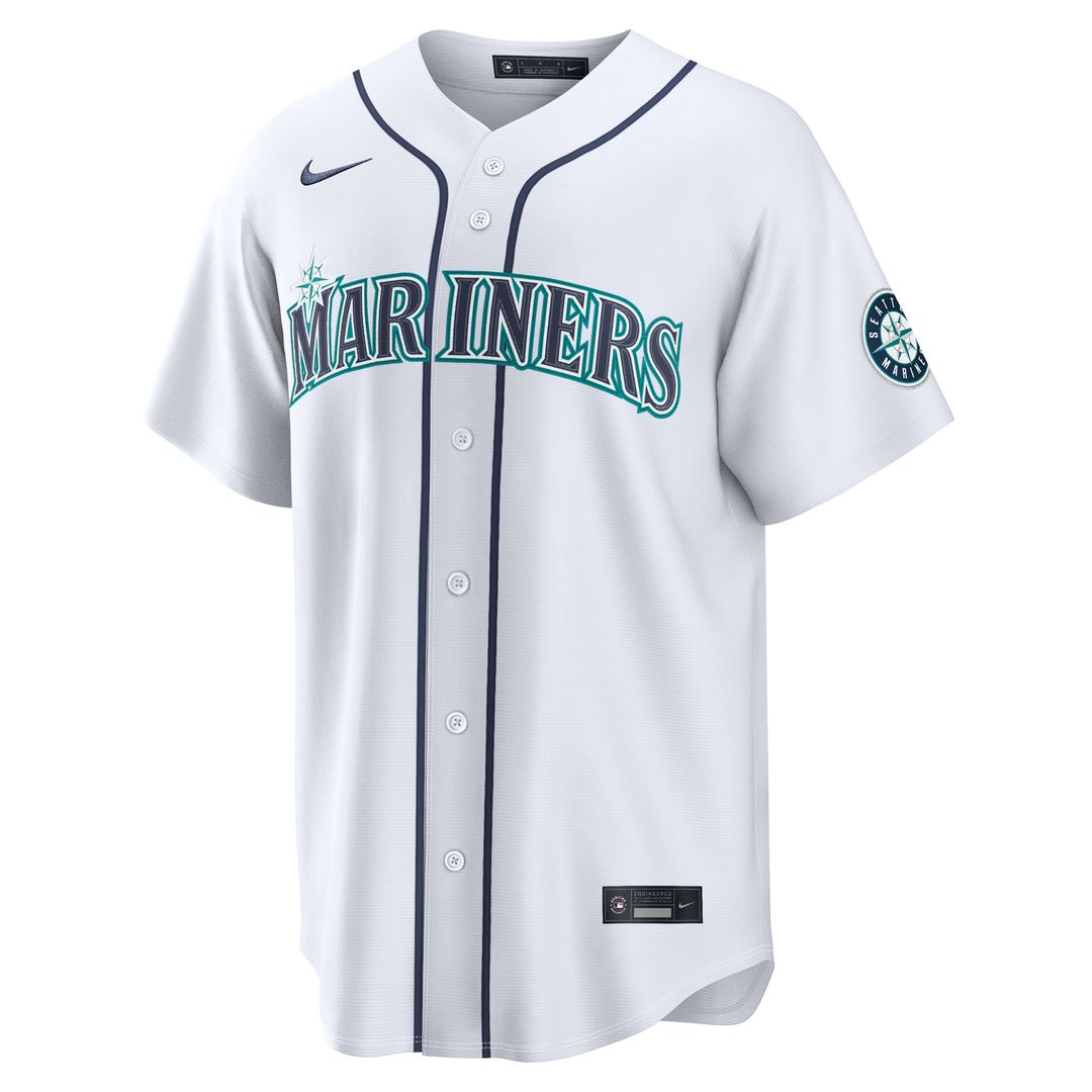 Seattle Mariners Nike White Home Stadium Custom Jersey product image 2, provided for visual reference and product detail
