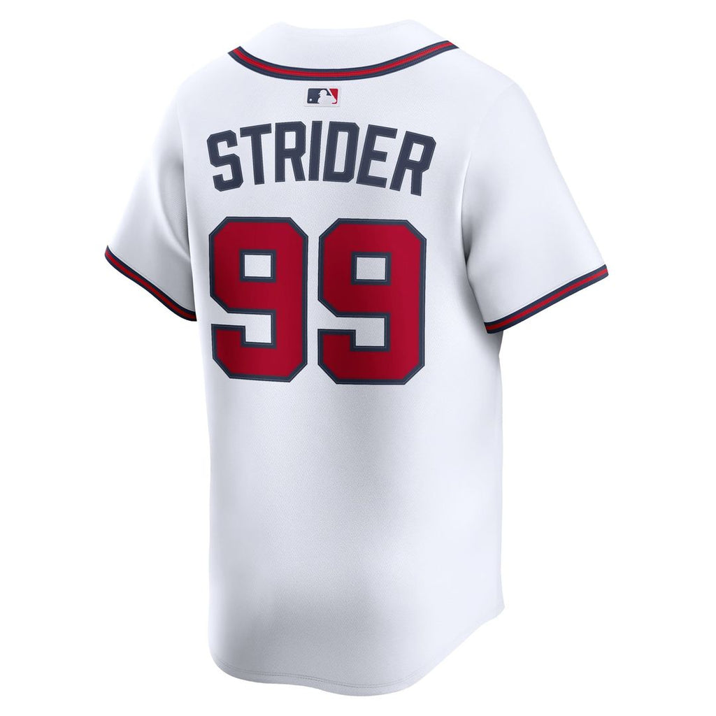 Atlanta Braves Spencer Strider Nike White Home Limited Player Jersey product image 3, provided for visual reference and