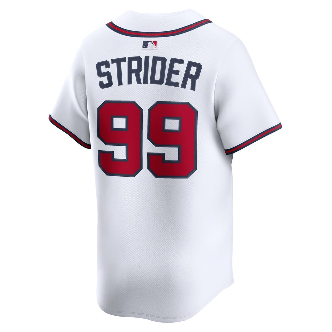 Atlanta Braves Spencer Strider Nike White Home Limited Player Jersey product image 3, provided for visual reference and