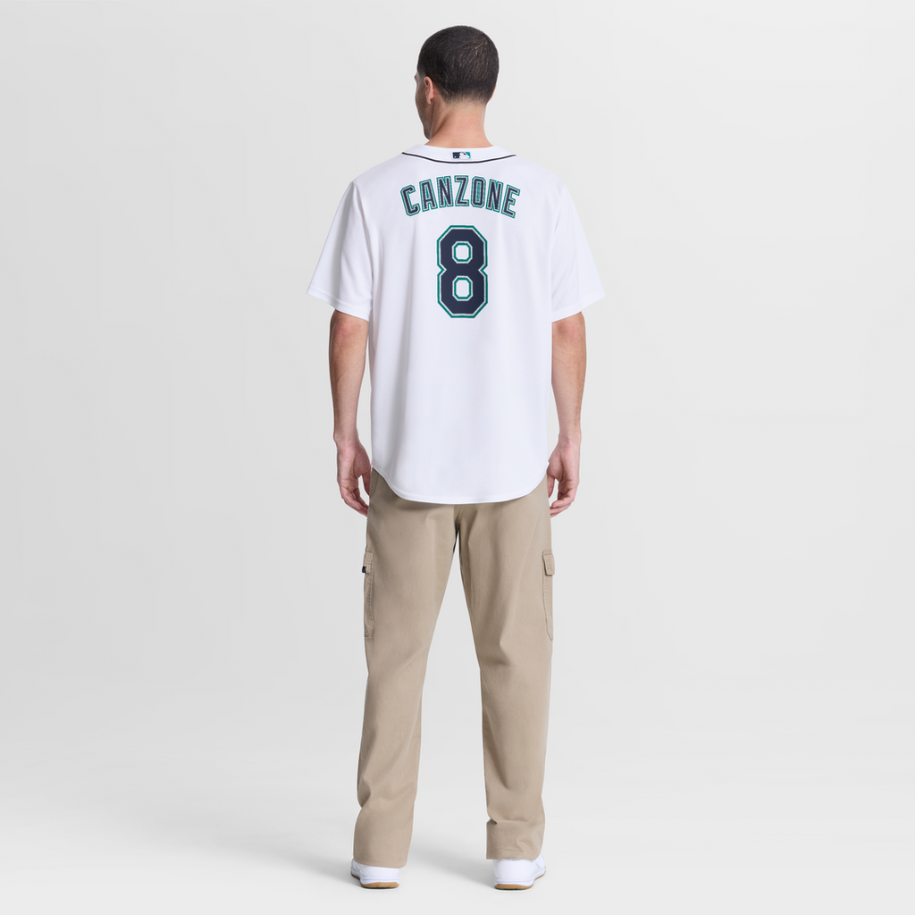 Seattle Mariners Dominic Canzone Nike White Home Replica Jersey product image 5, provided for visual reference and product
