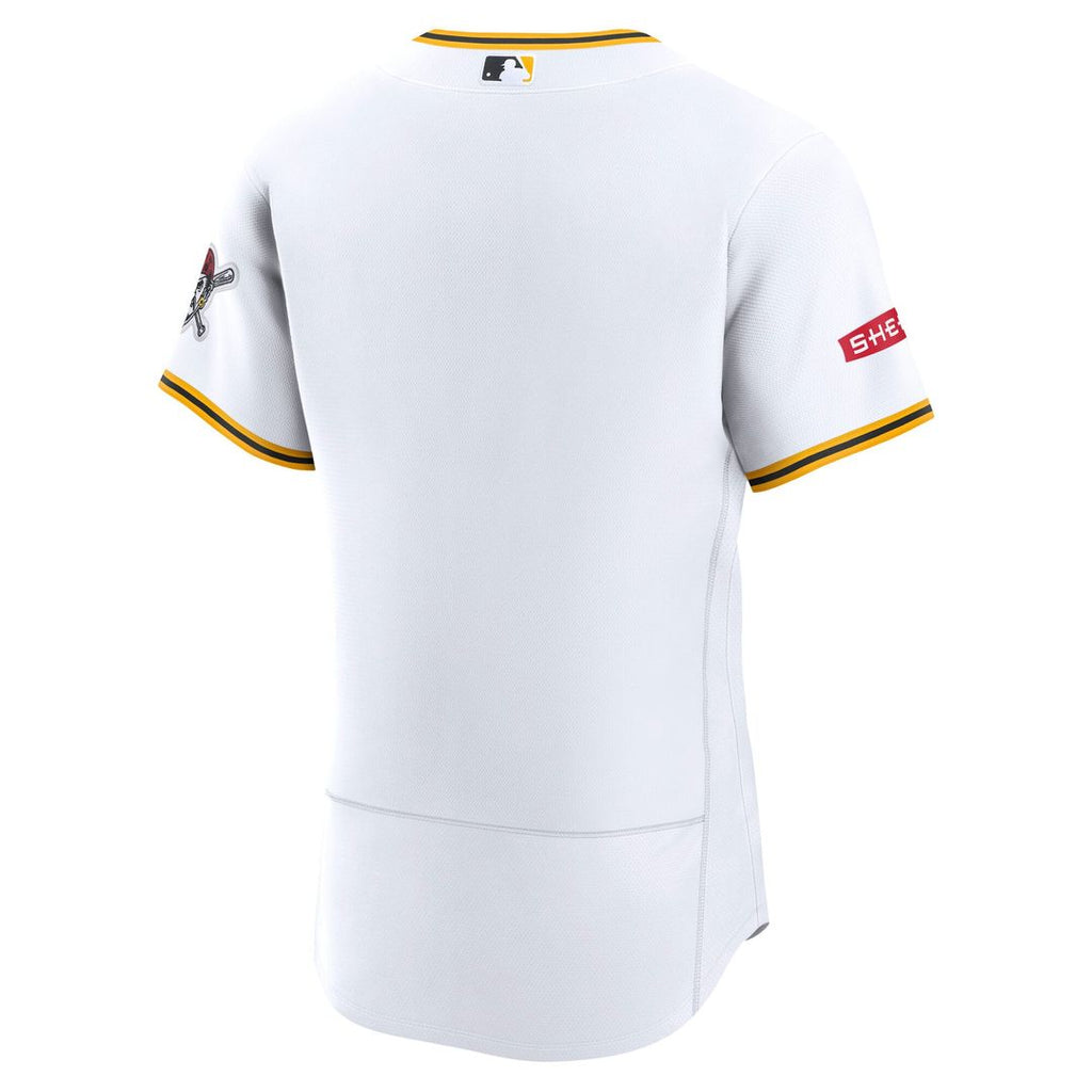 Pittsburgh Pirates Nike White Home Sponsor Patch Authentic Jersey product image 3, provided for visual reference and product