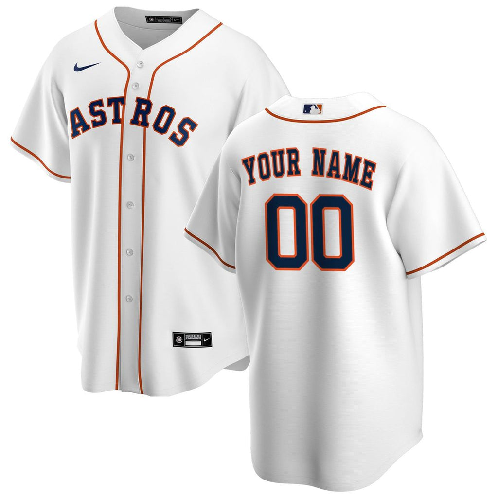 Houston Astros Nike White Home Replica Custom Jersey product image 1, provided for visual reference and product detail review