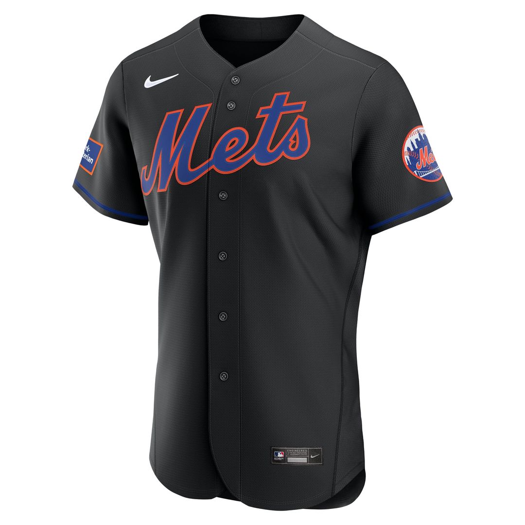 New York Mets Nike Black Alternate Sponsor Patch Authentic Jersey product image 2, provided for visual reference and product