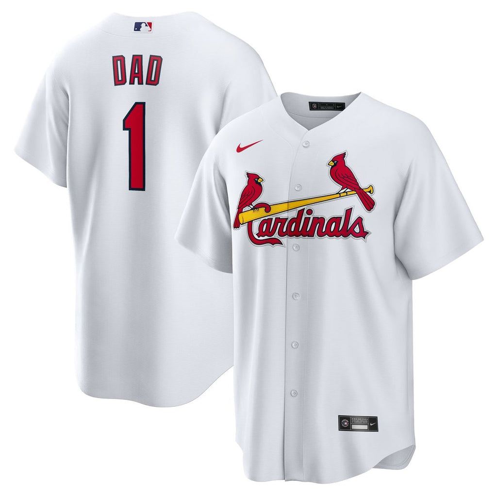 St. Louis Cardinals Nike White #1 Dad Home Replica Jersey product image 1, provided for visual reference and product detail