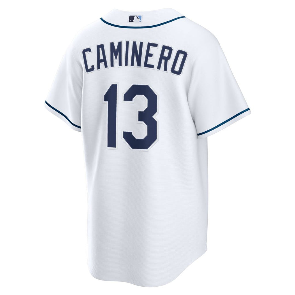 Tampa Bay Rays Junior Caminero Nike White Home Replica Jersey product image 3, provided for visual reference and product