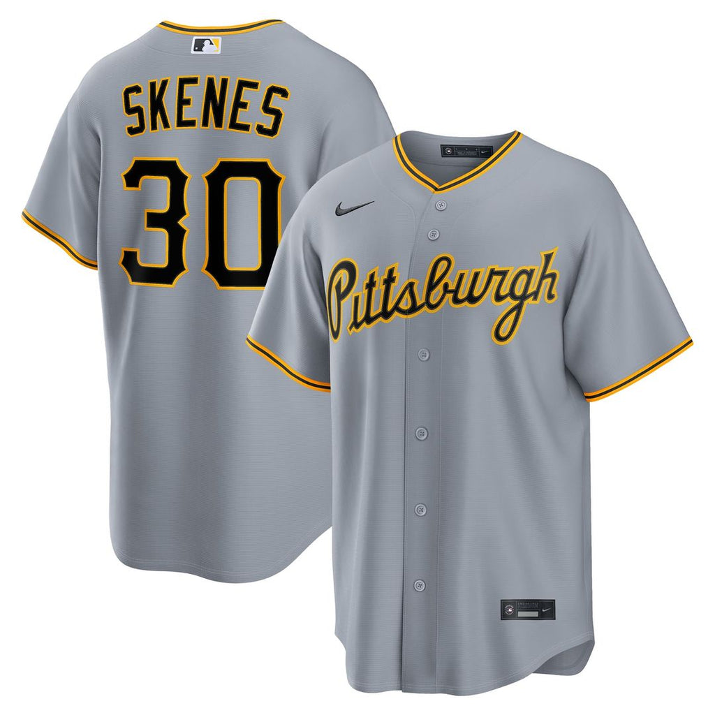 Pittsburgh Pirates Paul Skenes Nike Gray Road Replica Jersey product image 1, provided for visual reference and product