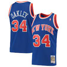 New York Knicks Charles Oakley 1991-92 Mitchell & Ness Blue Basketball Jersey product image 1, provided for visual reference
