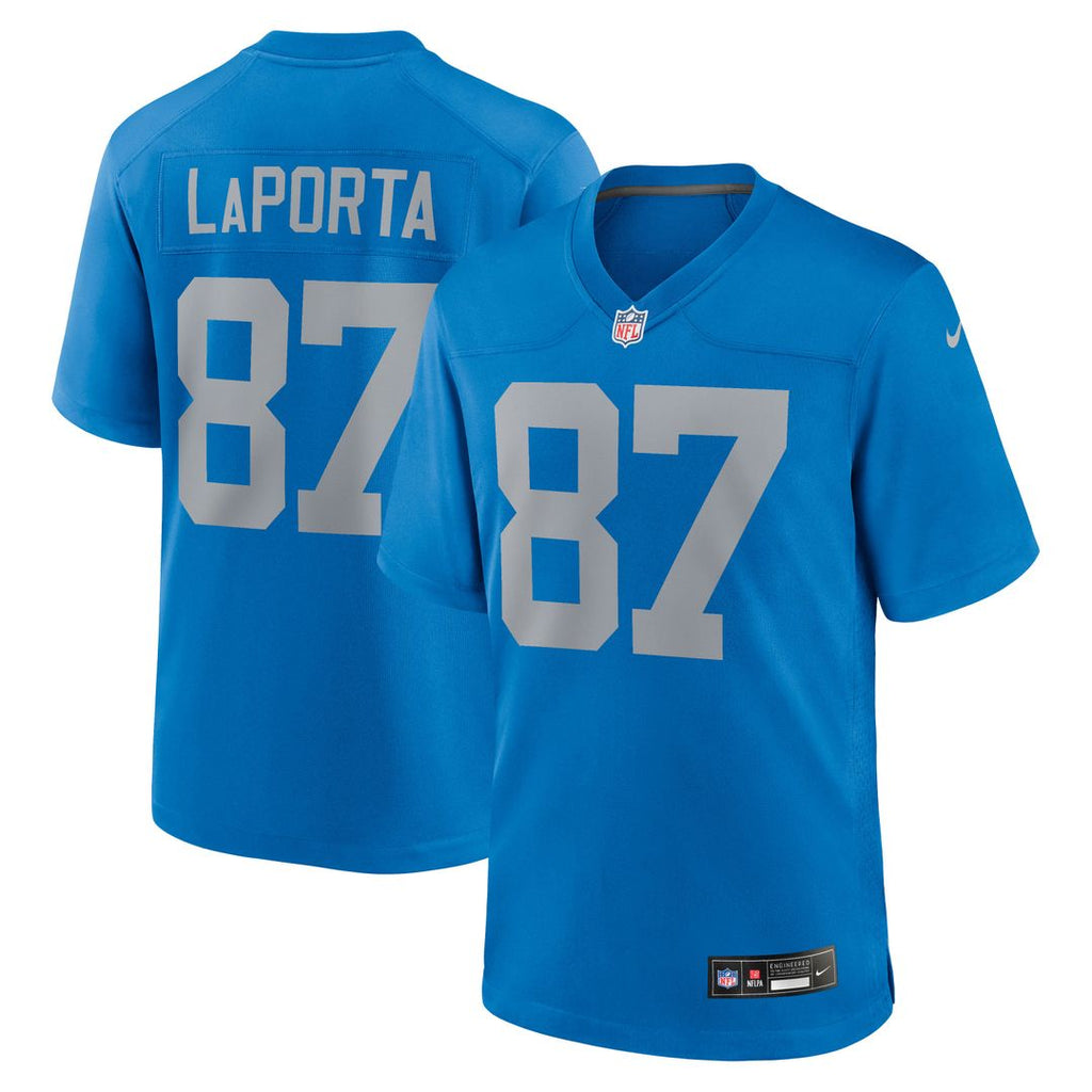 Detroit Lions Sam LaPorta Nike Blue Alternate Game Jersey product image 1, provided for visual reference and product detail