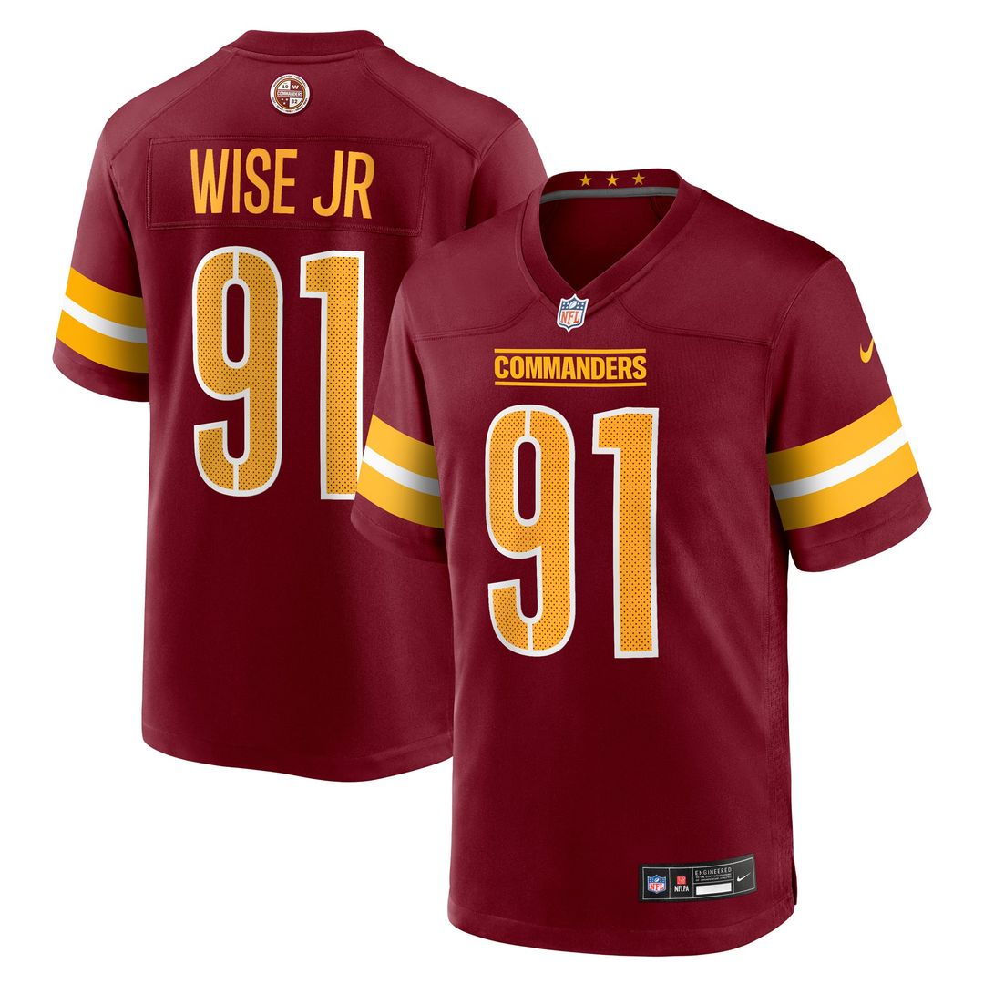 Washington Commanders Deatrich Wise Jr. Nike Burgundy Team Game Jersey product image 1, provided for visual reference and