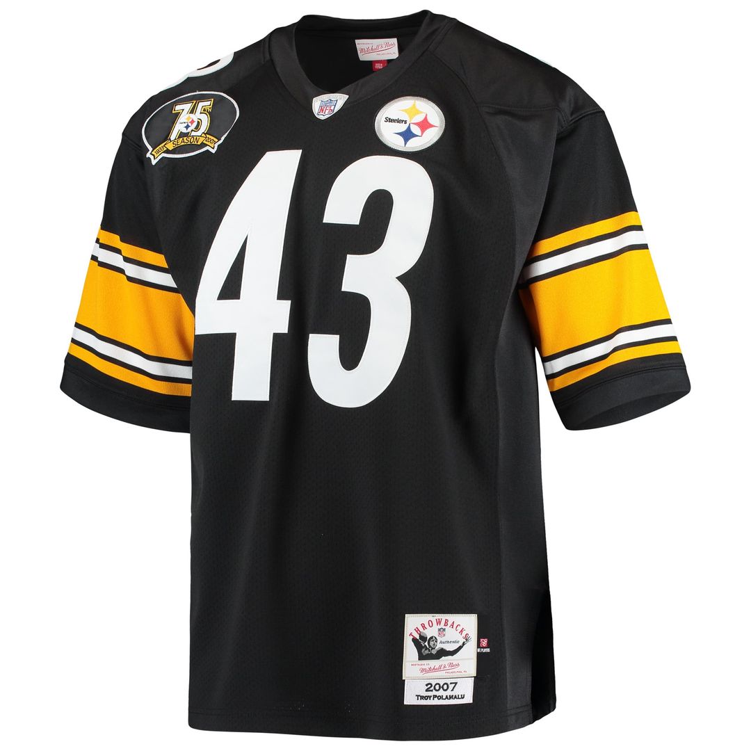 Pittsburgh Steelers 2007 Troy Polamalu Mitchell & Ness Black Authentic Throwback Retired Player Jersey product image 2,