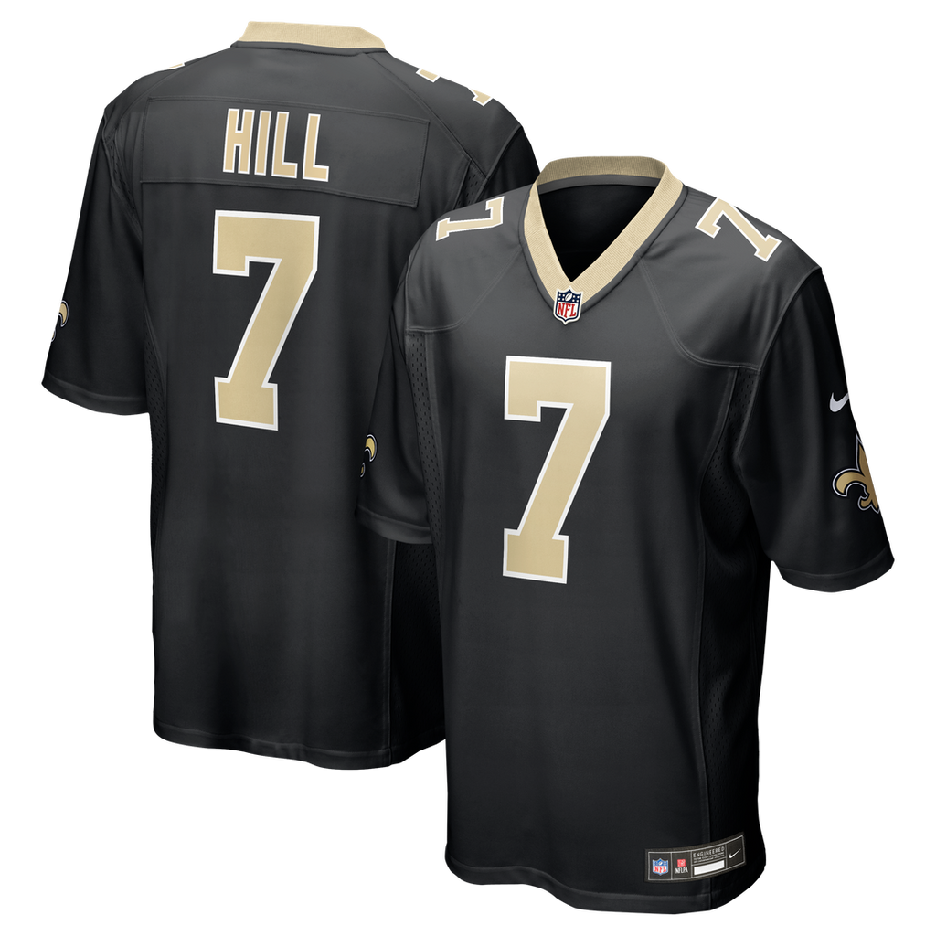 New Orleans Saints Taysom Hill Nike Black Game Jersey product image 1, provided for visual reference and product detail