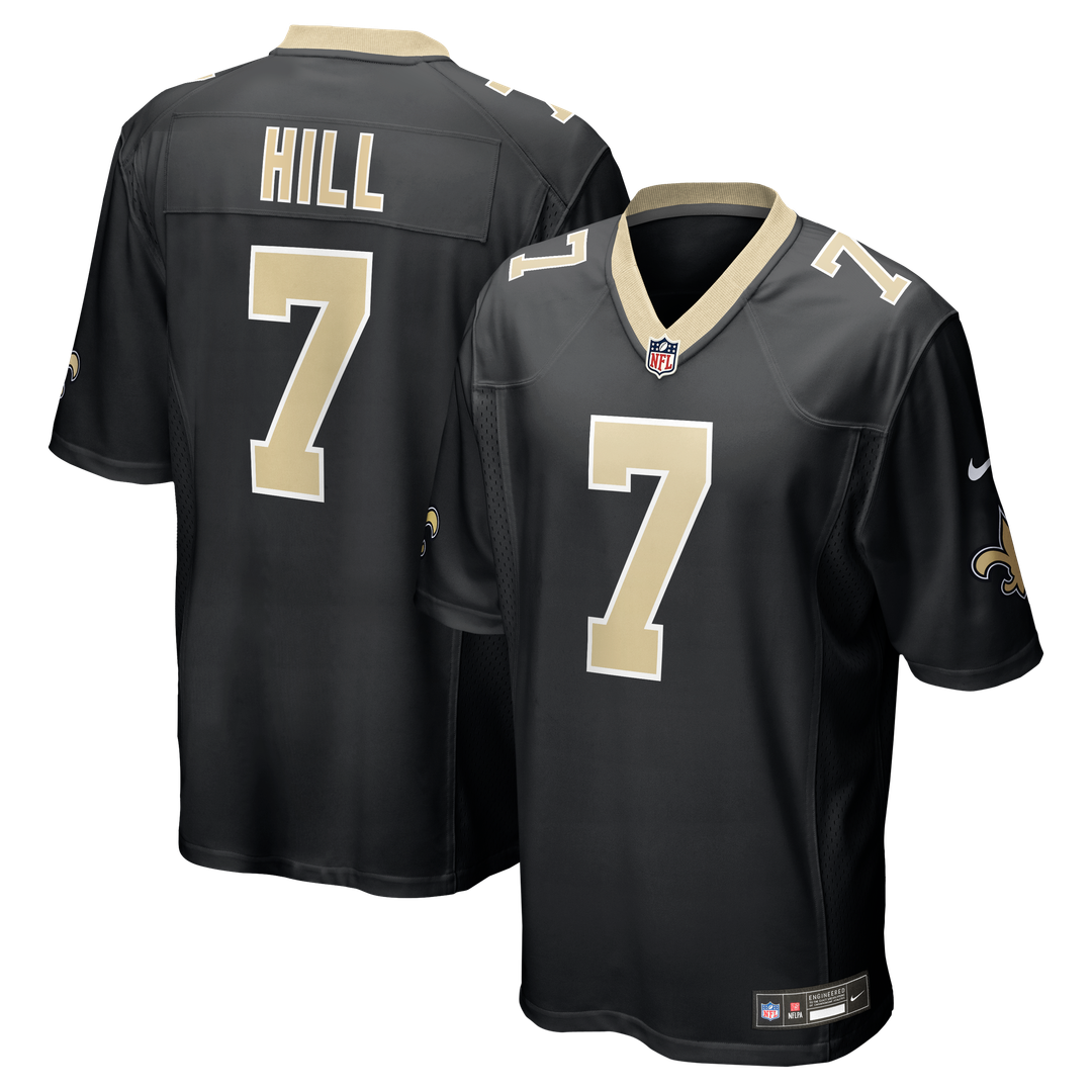 New Orleans Saints Taysom Hill Nike Black Game Jersey product image 1, provided for visual reference and product detail