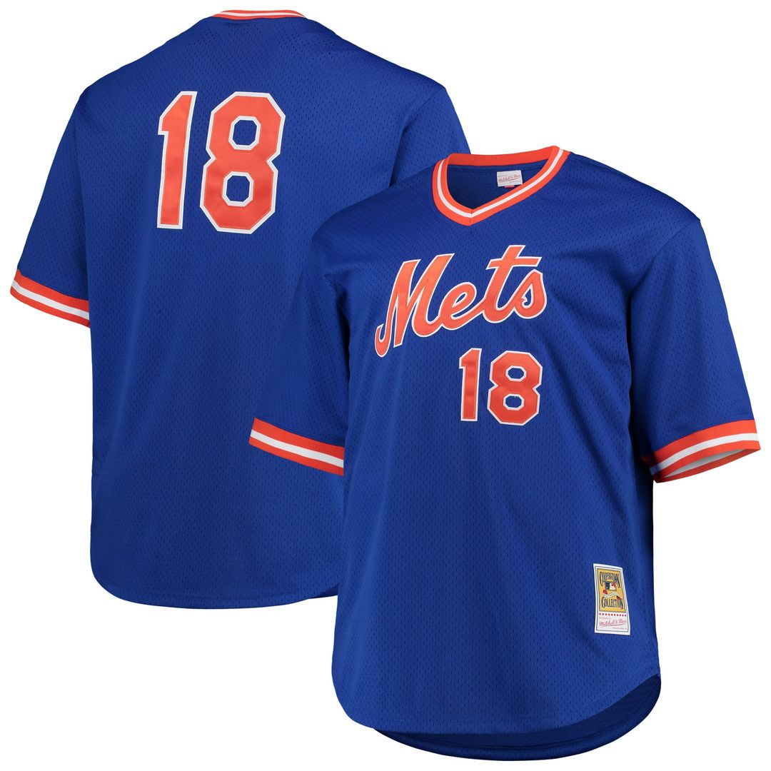 New York Mets Darryl Strawberry Mitchell & Ness Royal Big & Tall Cooperstown Collection Mesh Batting Practice Jersey product