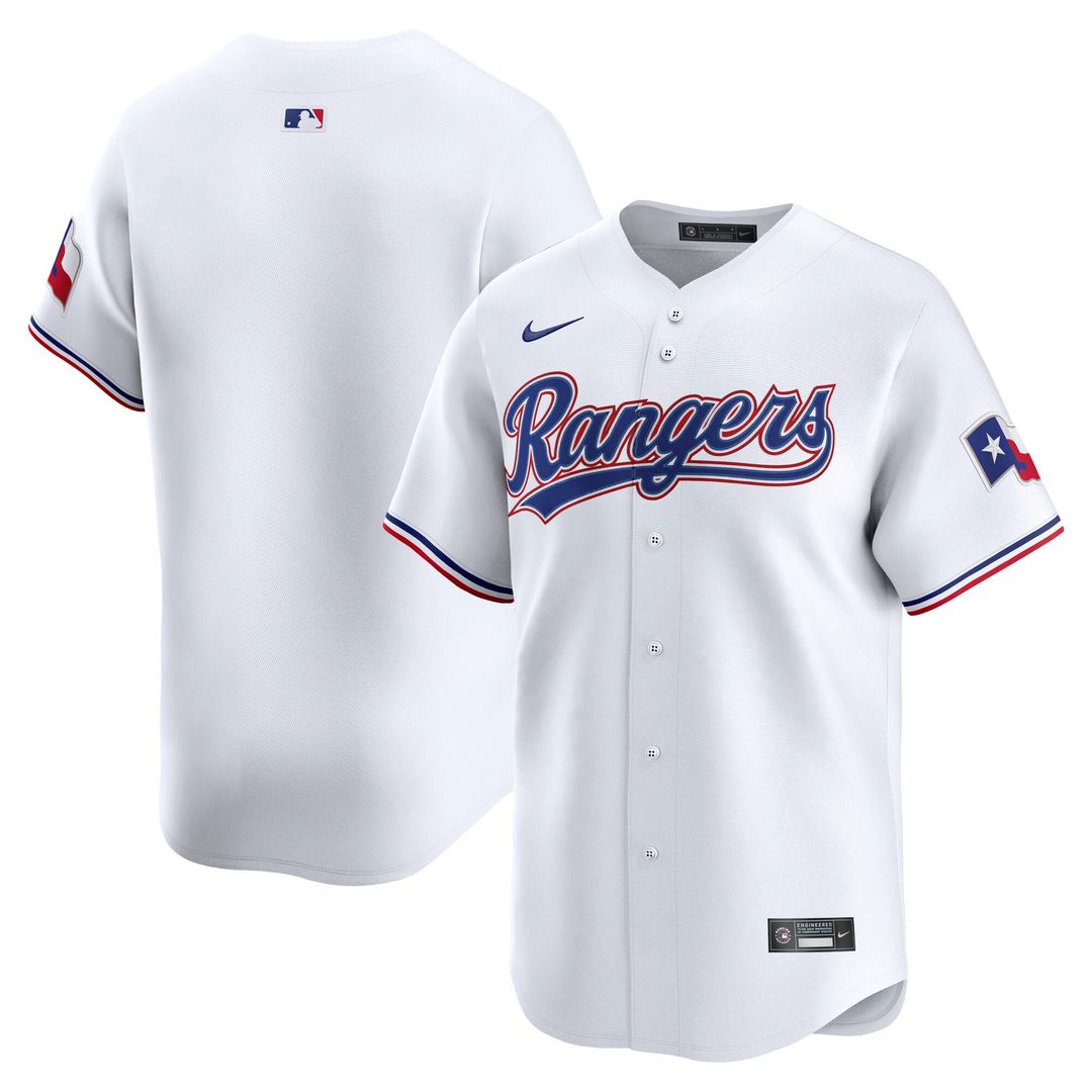 Texas Rangers Nike White Home Limited Jersey product image 1, provided for visual reference and product detail review