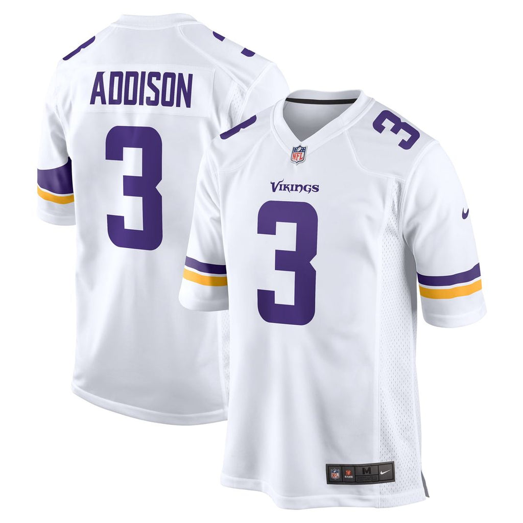 Minnesota Vikings Jordan Addison Nike White Away Game Jersey product image 4, provided for visual reference and product
