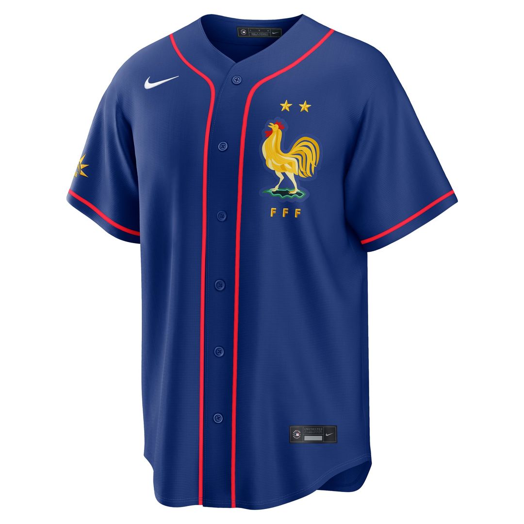 France National Team x MLB Nike Blue Stadium Replica Jersey product image 2, provided for visual reference and product