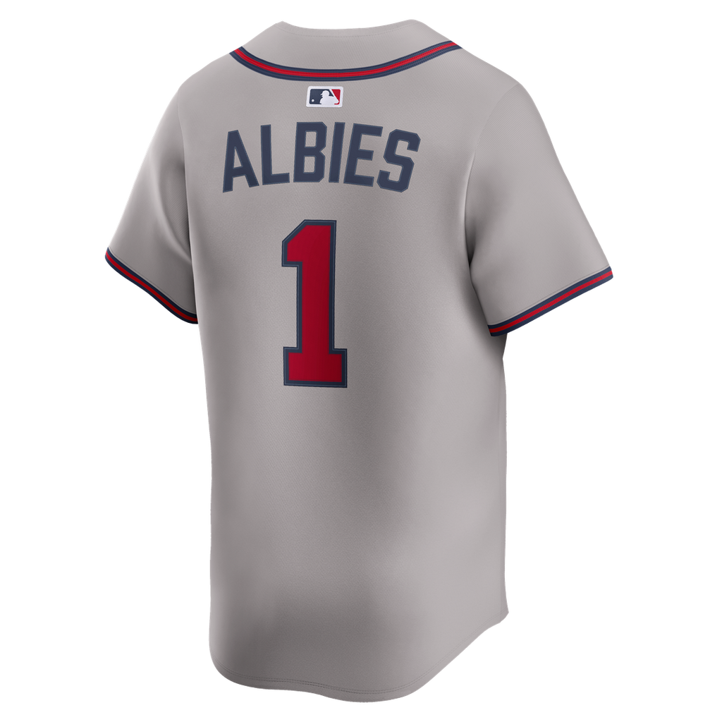 Atlanta Braves Ozzie Albies Nike Gray Road Limited Player Jersey product image 7, provided for visual reference and product