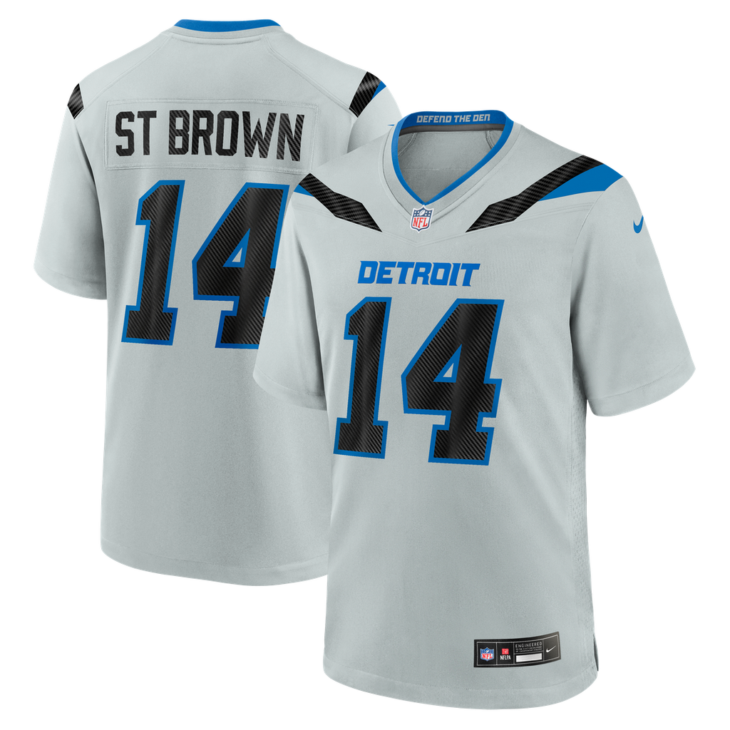 Detroit Lions Amon-Ra St. Brown Nike Silver 2026 Rivalries Collection Game Jersey product image 1, provided for visual