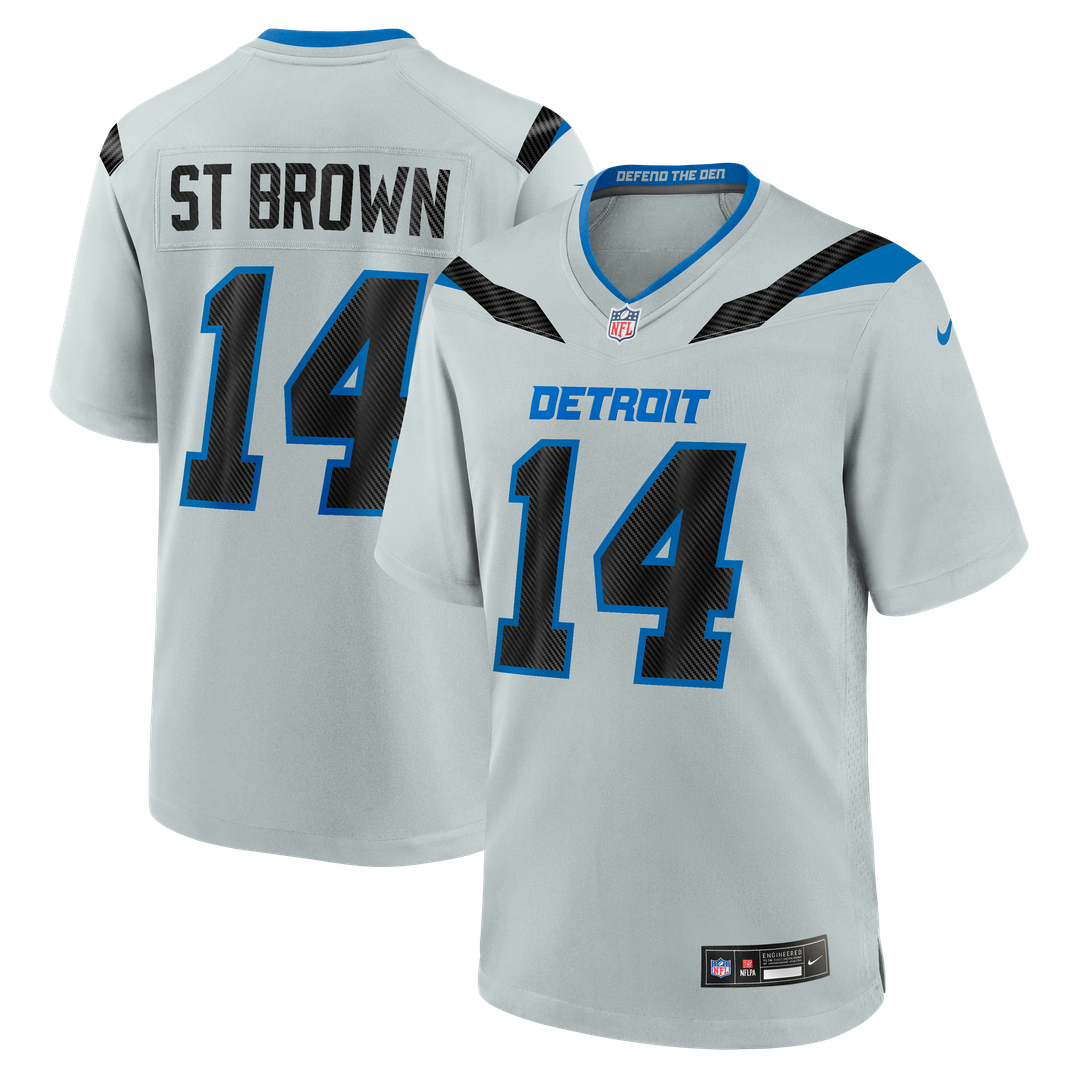 Detroit Lions Amon-Ra St. Brown Nike Silver 2026 Rivalries Collection Game Jersey product image 1, provided for visual