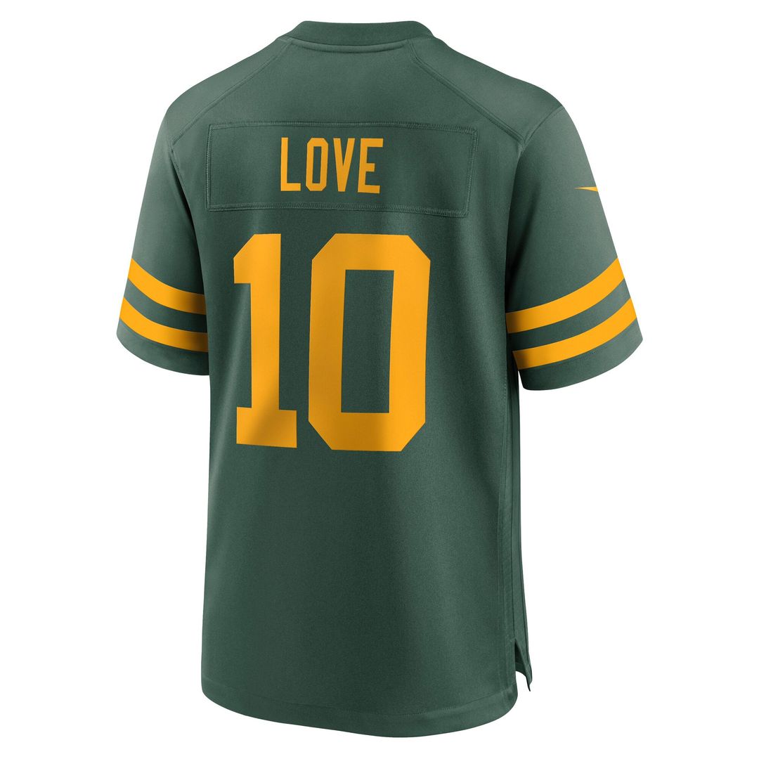Green Bay Packers Jordan Love Nike Green Alternate Game Jersey product image 3, provided for visual reference and product