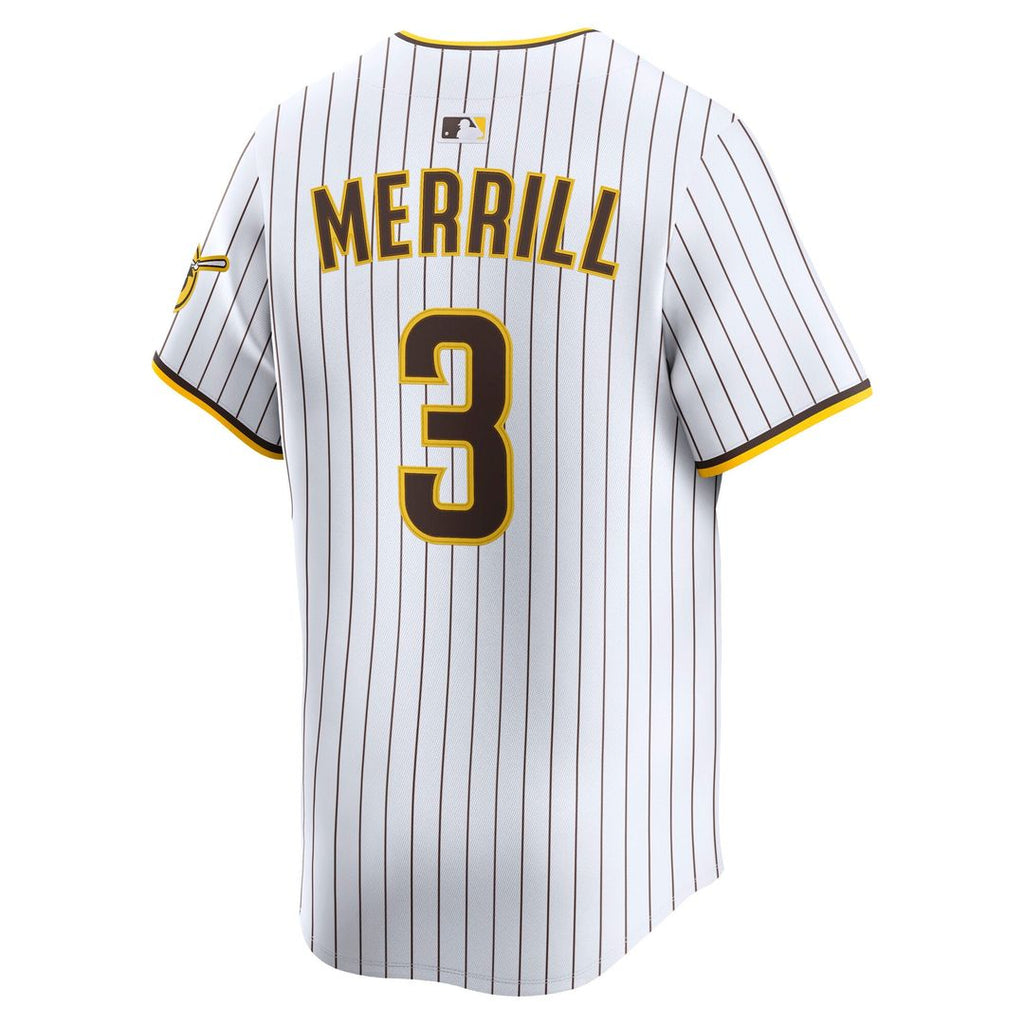 San Diego Padres Jackson Merrill Nike Brown Road Limited Player Jersey product image 9, provided for visual reference and